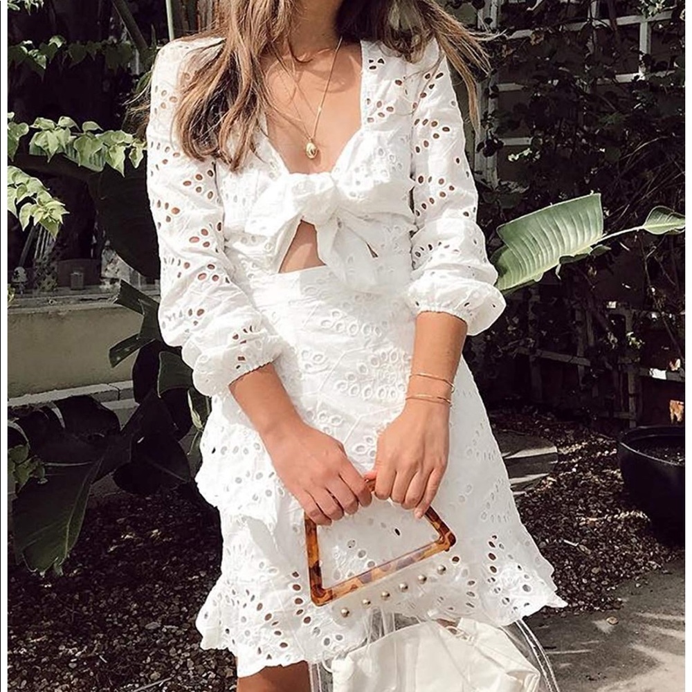White Ruffle Mini Dress